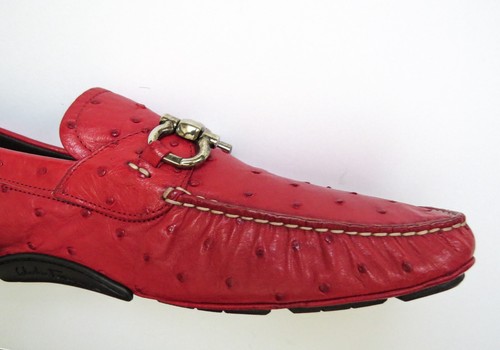 SALVATORE FERRAGAMO Red Genuine Ostrich Leather Shoes Size 14 US 47 Euro 13 UK - Picture 9 of 14