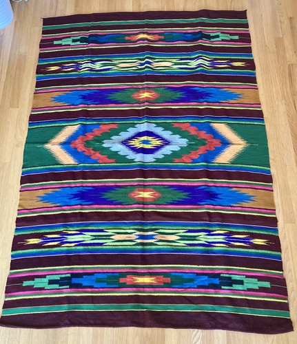 Mexican Sarape Blanket Saltillo Large Multicolored 78" x 54" - Gorgeous!