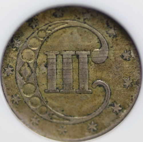 1852 THREE CENT SILVER NGC VERY CHOICE AU 58 CRUSTY OLDE TYME PEWTER AND BRASS - Picture 5 of 8