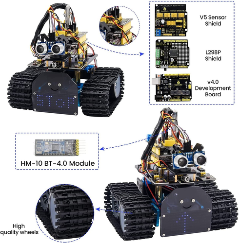 KEYESTUDIO Mini Tank Robot Smart Car Kit for Arduino, Light/Ultrasonic Follow, I - Picture 5 of 7