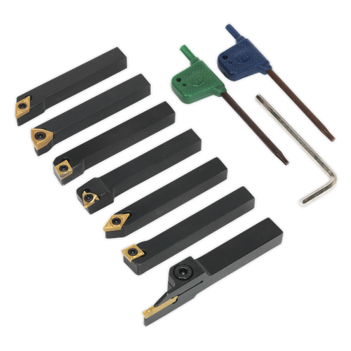 Sealey Indexable 8mm Lathe Turning Tool Set 7pc Garage Workshop DIY - Picture 1 of 5