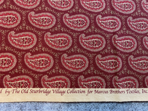Sturbridge Village Judie Rothermel Marcus Cotton Fabric  20x44 paisley red - Picture 1 of 2