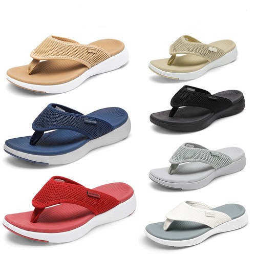 Women's Arch Support Soft Cushion Flip Flops Summer Beach Walking Thong Sandals - Picture 1 of 82