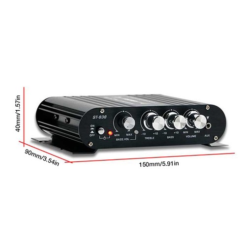 ST-838 Amplificatore di Potenza HiFi 2.1 Canali 80W*2 Stereo Amplificatore Suono Basso - Foto 11 di 17