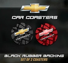 Chevy Car Coasters, Chevy Accessories, Chevy Car Coaster - Rubber