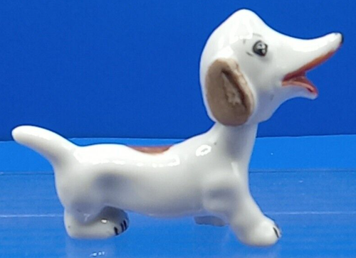 Dachshund Dog Spinning Head Nodder Bobblehead 3" Ceramic White Vintage 1950's ? - Picture 4 of 13