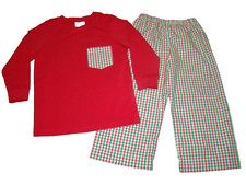 C L Cecil and Lou Boys Size 6 Christmas Plaid Shirt Pants Outfit Monogrammable