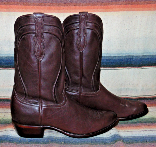 Mens Rujo The Duke Brown Rock Ranch Calfskin Cowboy Boots 14 D New in Box - Picture 4 of 6
