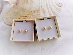 Honora 8mm Champagne On Pearl Earrings With Hy Backs Nib Image Is Loading Honora 8mm Champagne On Pearl Earrings With Hy