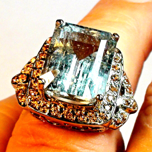 BIG! 10.80 ct BEST QUALITY NATURAL AQUAMARINE RING 925 S.SILVER.SIZE 6.5. - Picture 11 of 12