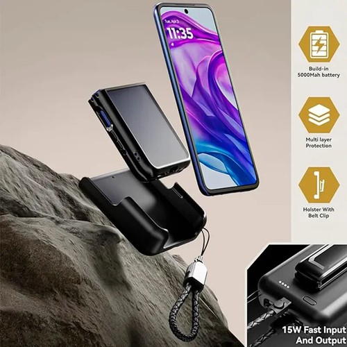 Funda universal con clip para cinturón de batería para Razr 50/Razr 50 Ultra (2024) - negra - Imagen 2 de 5