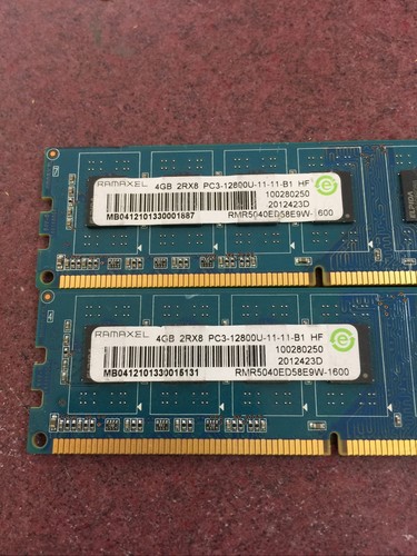 Ramaxel 8GB (2x4GB) PC3-12800u DDR3-1600MHz 2Rx8 - Picture 2 of 2