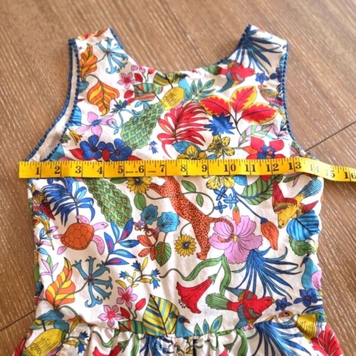 Boden Kids Girls Tropical Print Cotton Jumpsuit Sleeveless Cut Out Back Wode Leg - Picture 6 of 10