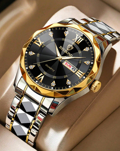 Men's Watch Luxury Brand Waterproof Analog Quartz Calender Stainless Steel Band - Picture 16 of 18