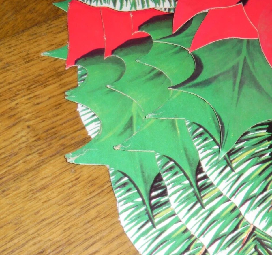 9 Vintage 1964 Eureka Scranton PA Christmas Poinsettia Paper Die Cutouts - Image 3 of 4