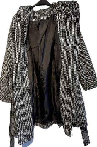 Abrigo de Maternidad Bonprix Negro Talla 20 Look Lana (5% Lana) Cinturón Ajustable NUEVO - Imagen 3 de 9