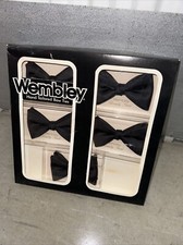 5 Vtg 70s Wembley Solid Black Bowtie Clip-on Bow Neck Tie Mens formal tuxedo