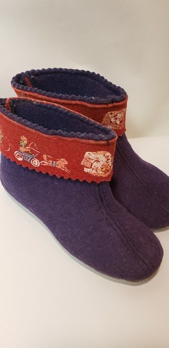 Vintage Infant Moccasins ~ Minnetonka Pa -Poo - Shu Anf Felted Wool Booties Sz 6 - Picture 2 of 11