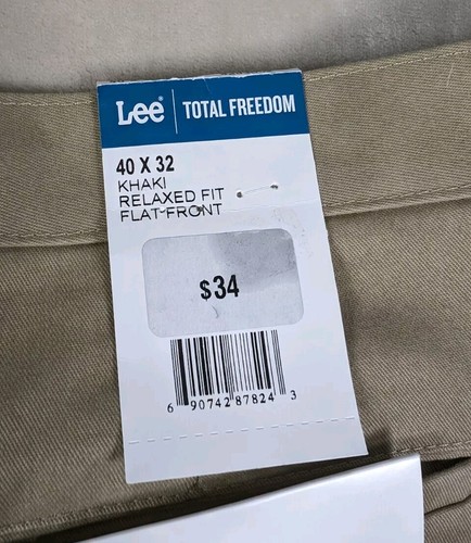 LEE RELAXED FIT TOTAL FREEDOM MENS KHAKI 40x32 NWT - Imagen 9 de 11