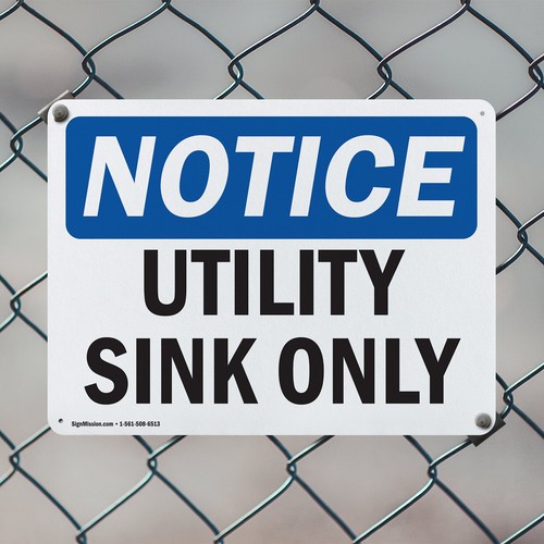 (2 Pack) Utility Sink Only OSHA Notice Sign Decal Metal Plastic - Bild 5 von 22