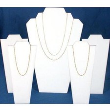 5 White Faux Leather Bust Chain  Necklace Displays