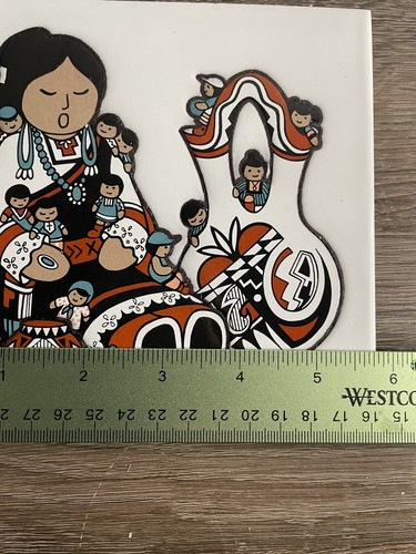 VTG Southwestern Colorful Ceramic Tile Trivet Set 1990s Teissedre & Masterworks - Picture 8 of 23