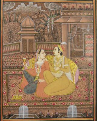 INDIAN MINIATURE PAINTING COUPLE LOVE MUGHAL INDIA ORIENT INDIEN MINIATUR  L52 | eBay