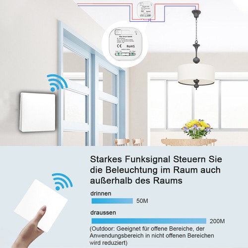 230V Funk Schalter Set 433Mhz Wandschalter Doppelschalter Lichtschalter Taster - Bild 3 von 16