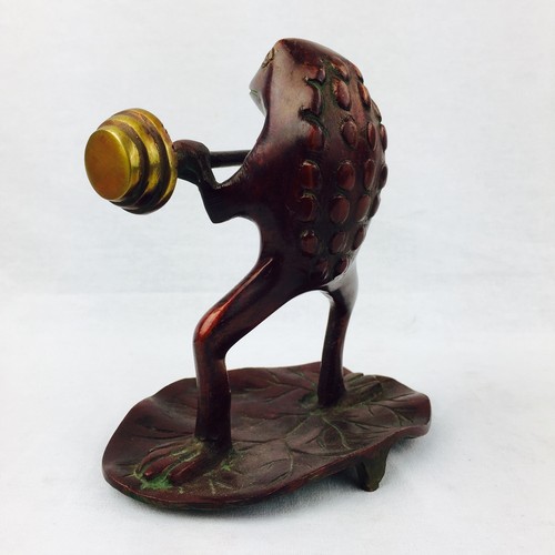 NEW Collectable Brass Frog Figurine Garden Gnome Paper Weight Book End - Picture 7 of 9