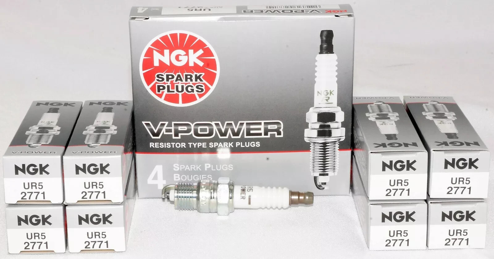 Pack of 8 Genuine NGK 2771 V-Power Spark Plugs UR5