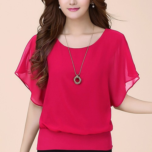 Blusa Top Camisetas Sueltas Informales Talla Grande Para Mujer Sueltas Cuello Redondo Manga Corta - Imagen 16 de 16