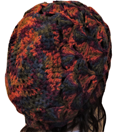 New Crochet Orange Size XXL (26 Inches Circumference) Slouchy Beanie Hat - Picture 6 of 9