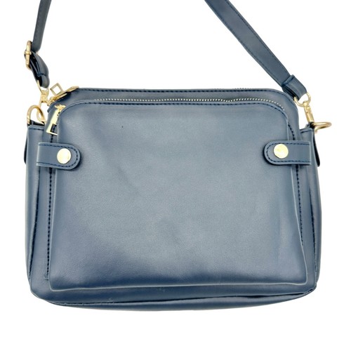 Handbag 10 x 7 x 3.5 Navy Crossbody Adjustable Strap 3 Sections Card Holders EUC - Picture 2 of 11