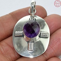 Solid 925 Sterling Silver African Amethyst Jewelry Pendant 1.75 Ah401 Solid 925 Sterling Silver African Amethyst Jewelry Pendant 1.75 Ah401