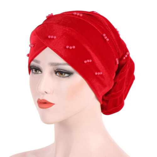 Damen weiblich Samt muslimisch Stretch Turban Hut Hijabs Kopf Wraps Kappe Haarbedeckung - Bild 20 von 20
