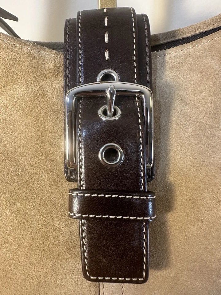 Coach Hamilton Suede Camel Tan Leather Hobo Tote Shoulder Bag Purse - Image 4 of 4