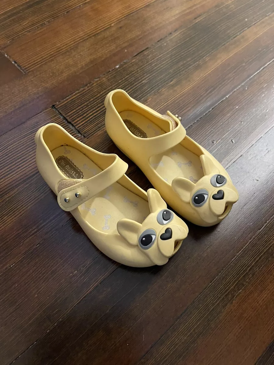 Mini Melissa Peekaboo Yellow Puppy Dog Shoes Size 8