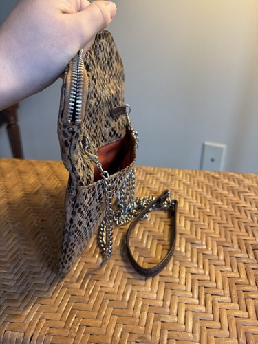 Hobo International  Mini Leather Crossbody Snake Skin Pattern Beige And Black - Picture 8 of 13