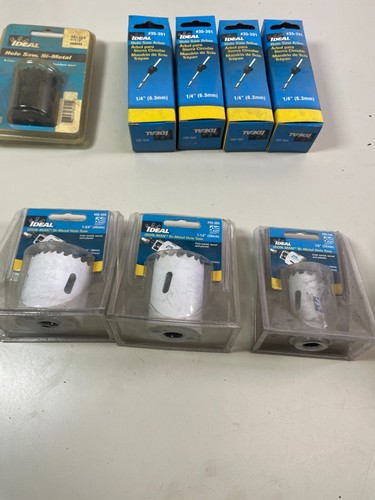 Ideal Hole Saw Drill Bit Kit 2x 1-1/2" 7/8" 4x 1/4" Arbors 1-3/4" Hole Saws 10pc - Picture 7 of 8