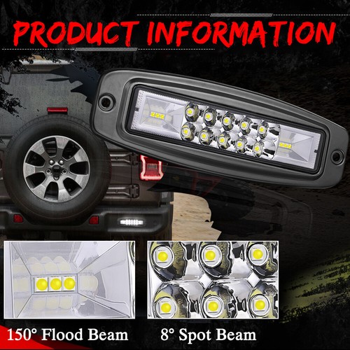 2x7" Flush Mount LED Work Light Bar Rear Bumper Backup Reverse Pods Lamp Driving - Picture 6 of 11