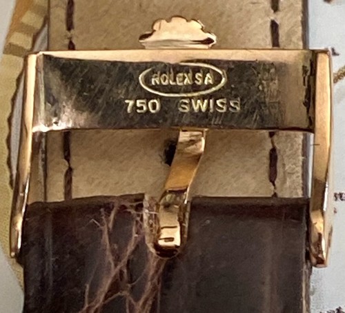 Rolex 18k Solid ROSE GOLD Logo Buckle 19mm Tobacco Genuine Crocodile strap - Picture 5 of 8
