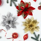 30Pcs Poinsettias Artificial Christmas Flowers Glitter Christmas Flowers Decor