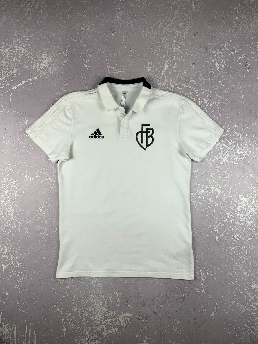 2019 Adidas x FC Basel Soccer Football Cotton Polo T Shirt Mens M White