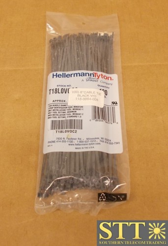 T18L0VOC2 HELLERMAN TYTON FLAME RET CBL KRAWATTE 8" 18 LB ZUGFESTIGKEIT 100ER-PACK NEU - Bild 2 von 3