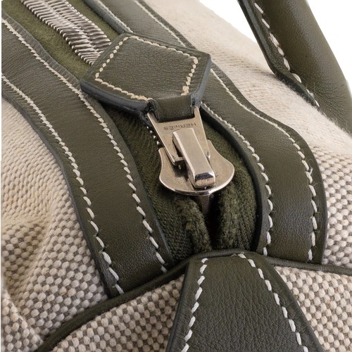 Original Hermes Polochon Tasche 30 cm - Canvas Natur/ Leder Neu - Bild 6 von 8