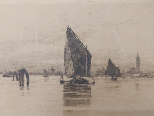Venice From The Lagoon Wilfred Ball Etching 12" x 9.75" Charming Antique Artwork - Picture 6 of 13