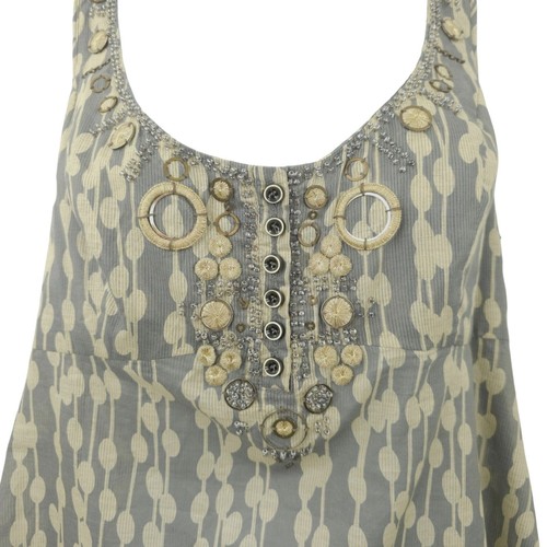 Kensie Beaded Tank Top Womens Size 10 Side Zip Sleeveless Cream Gray NEW - Picture 9 of 16