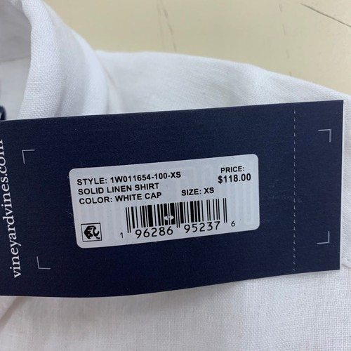VINEYARD VINES Linen Solid Button-Down Shirt Men's Size XS White Cap - Picture 3 of 6
