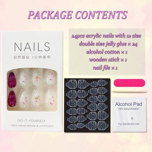 3D Flower Press on Nails Medium Length Fake Nails Purple False Nail Tips style5 - Picture 6 of 7