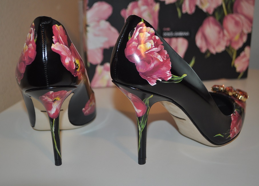 DOLCE&GABBANA ドルガバ　ビジュー　クリスタル　花柄　パンプス　35 DOLCE&GABBANA - DOLCE&GABBANA ドルガバ ビジュー クリスタル